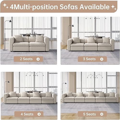 Miniatura 6 de Guyii Sofá modular de terciopelo Moderno sofá convertible de 3 asientos de gran tamaño con 3 almohadas, 115.74 pulgadas de largo para sala de