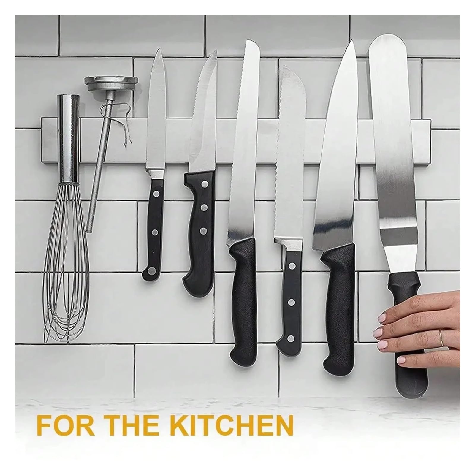 Generico Portacoltelli Magnetico, Compatibile con la Parete, Supporto Multiuso in Acciaio Inossidabile, utensile da Cucina(30x4 cm)