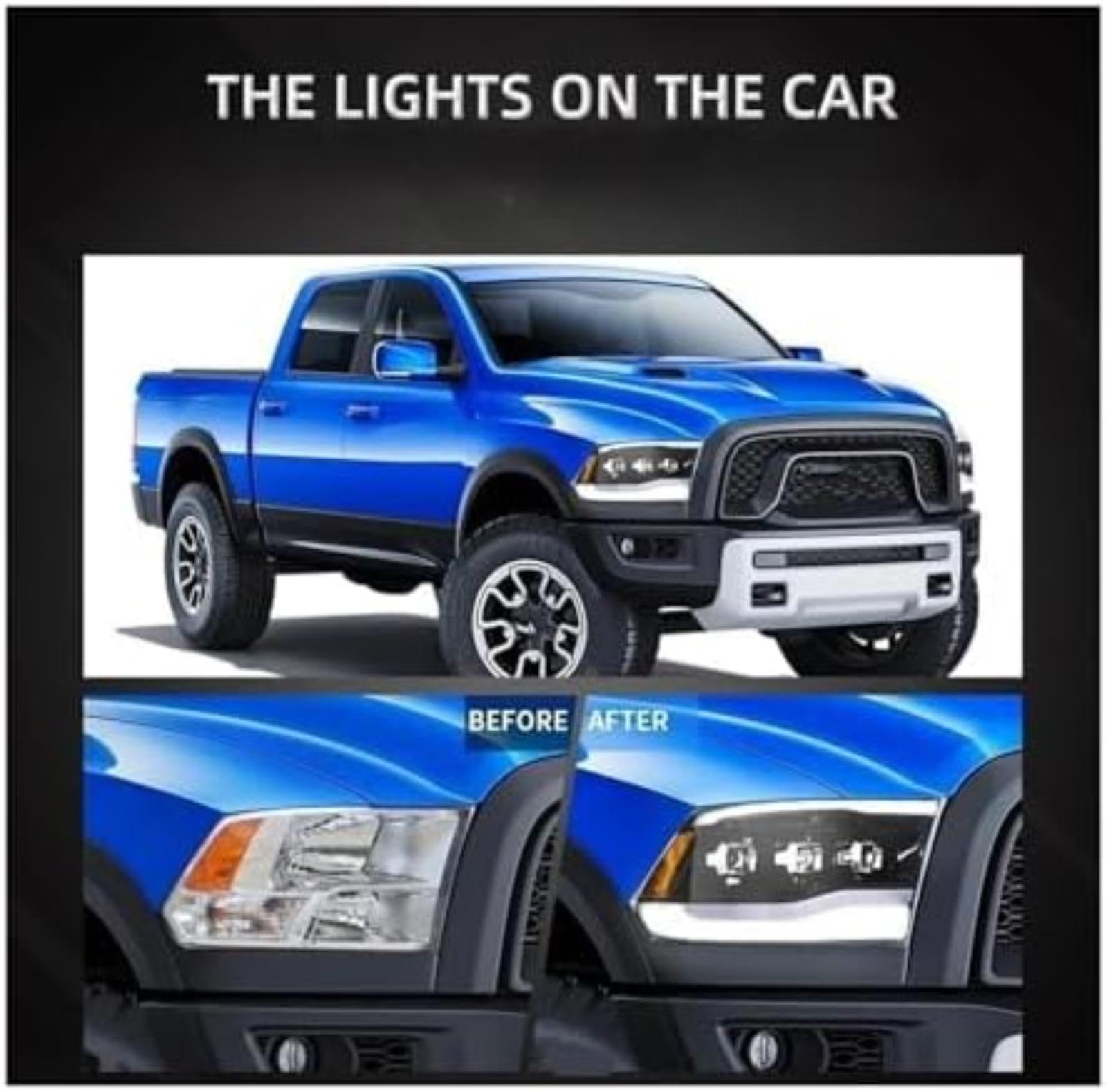 Dla DODGE, dla Ram 1500, dla Ram 2500 2009-2018 lampa czołowa światła przeciwmgielne drl do jazdy dziennej Tuning montaż reflektorów samochodowych reflektor włączony (Amber) (Amber)