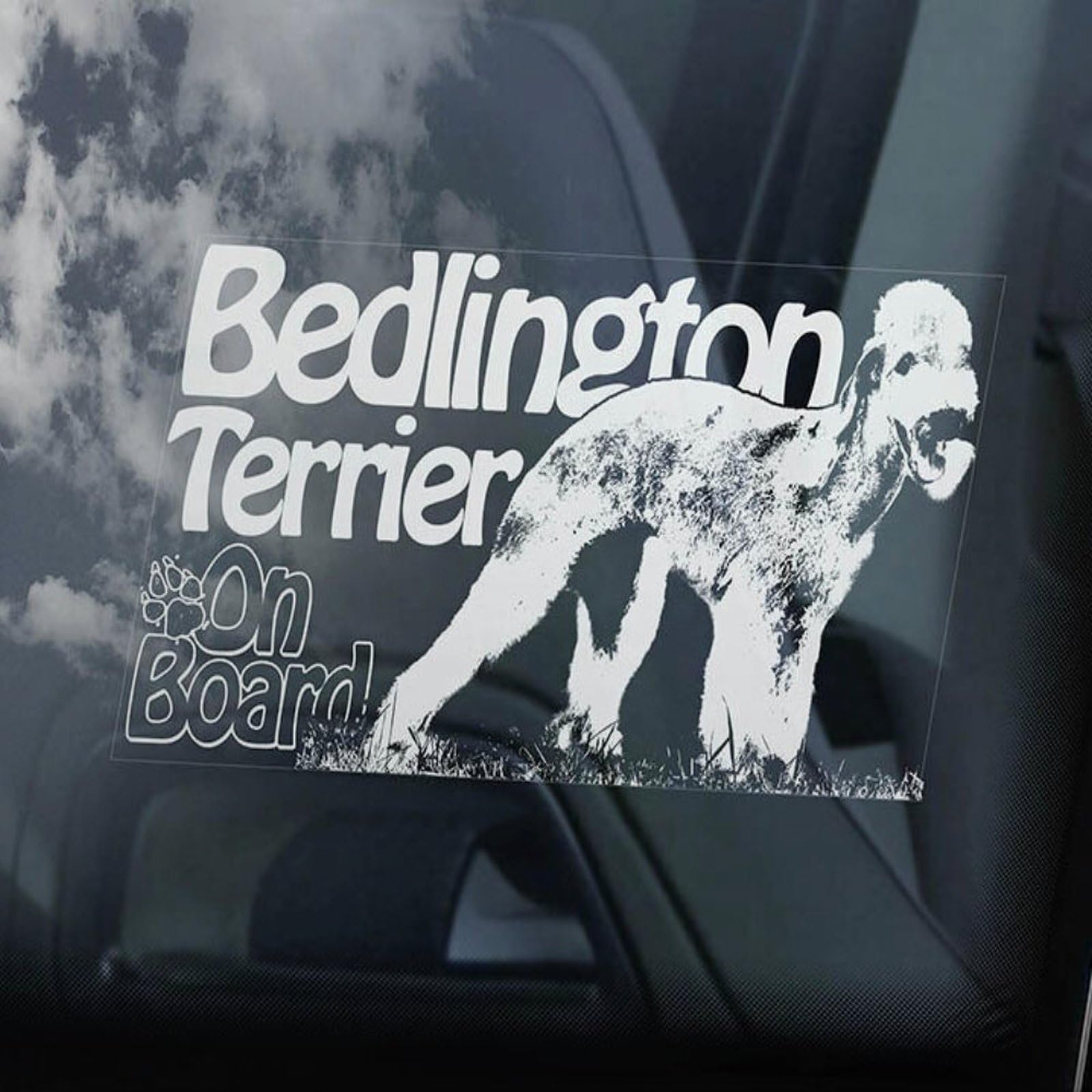 LMMIXEE Bedlington Terrier on Board Stickers Car Decal Window Decal Rothbury Rodbery Sign Decal Dog Mom Dad Vinyl Die Cut Decals Funny Dog Bumper Stickers Bedlington Terrier Gift