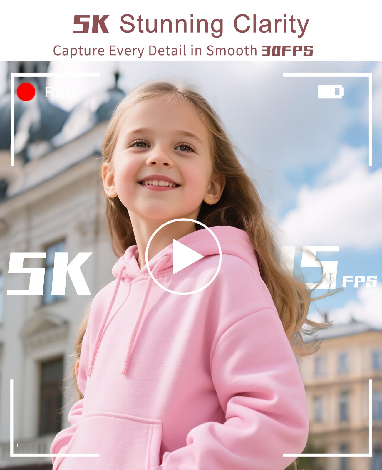 FLATIC Digital Camera, 5K 75MP Cameras for Photography with WiFi & 64GB TF Card, Autofoucs Vlogging Camera for YouTube with 180° Flip Screen, Compact Vlog Travel Camera Kit for Beginner, Teens, Pink