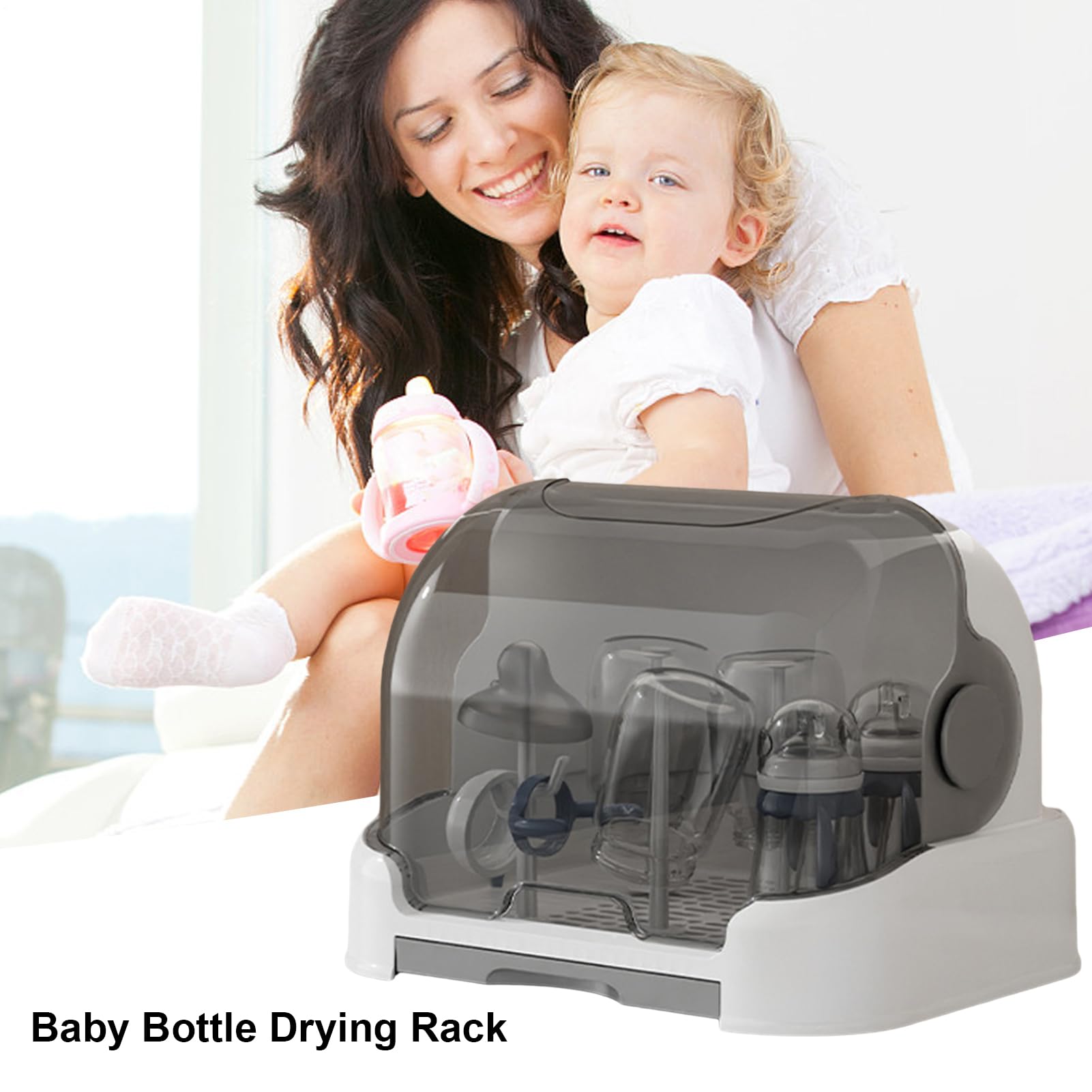 Égouttoir à biberons pour bébé, support de séchage pour biberons peu | encombrant,Séchoir à bouteilles anti-poussière - Support de comptoir Durable pour bouteilles, tétines, tasses, bonne Protecti