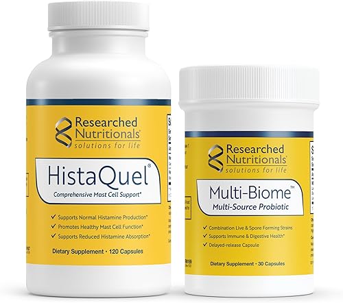 Researched Nutritionals MastCell Support Duo - HistaQuel para apoyar la producción normal de histamina (120 cápsulas) y probiótico multicepa