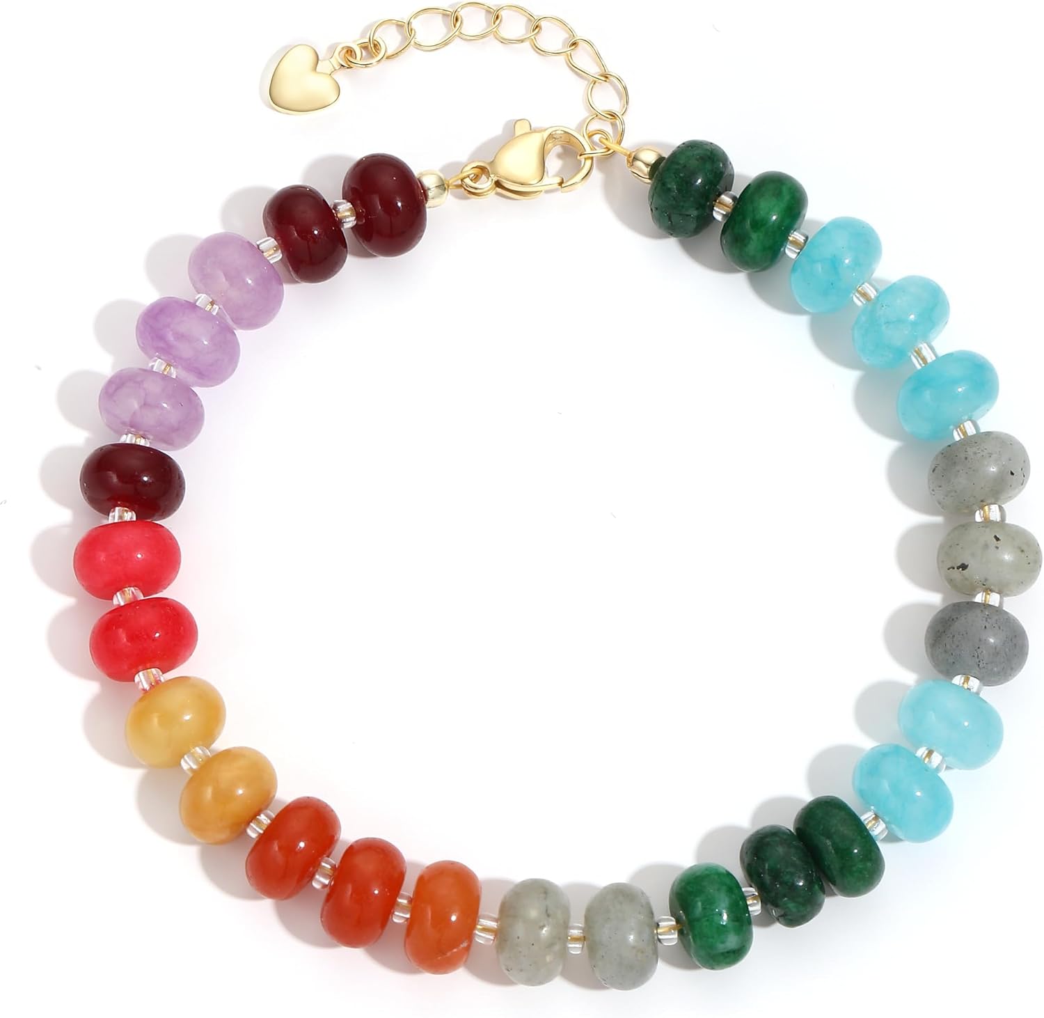 colorful Natural Stone Beaded Bracelets for Women, Boho Handmade Gemstone Bracelet, Stackable Summer Beach Jewelry