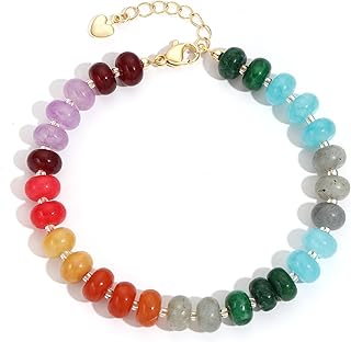 colorful Natural Stone Beaded Bracelets for Women, Boho Handmade Gemstone Bracelet, Stackable Summer Beach Jewelry