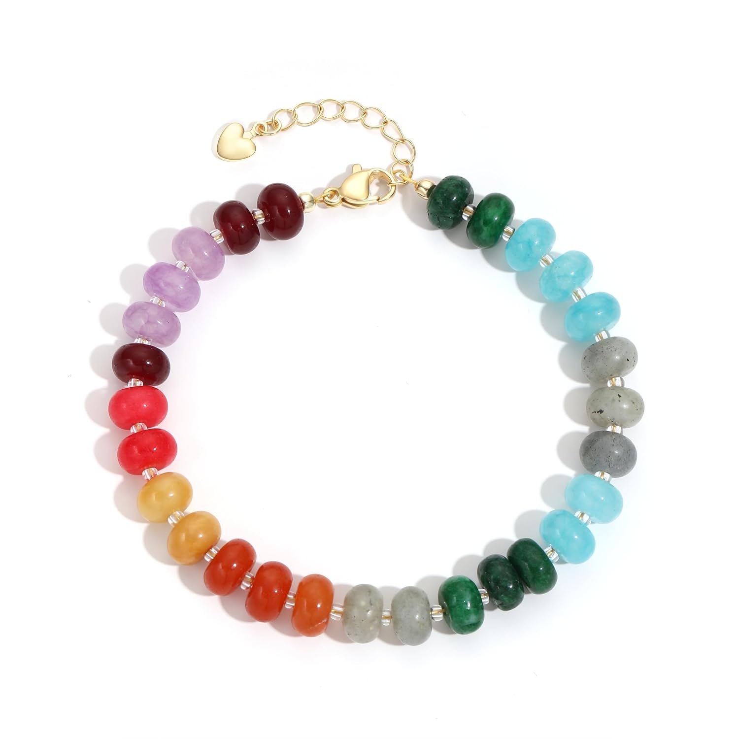 colorful Natural Stone Beaded Bracelets for Women, Boho Handmade Gemstone Bracelet, Stackable Summer Beach Jewelry