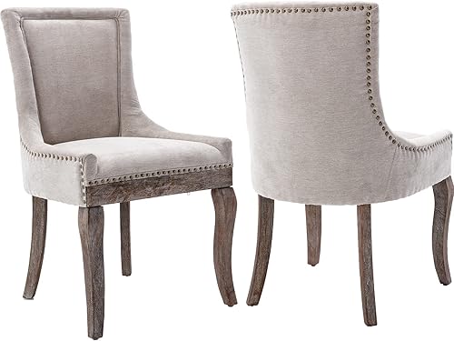 Miniatura 14 de Juego de 6 sillas de comedor, silla de cocina y comedor, sillas de comedor tapizadas en tela, sillas de comedor de madera, sillas de comedor, ribete