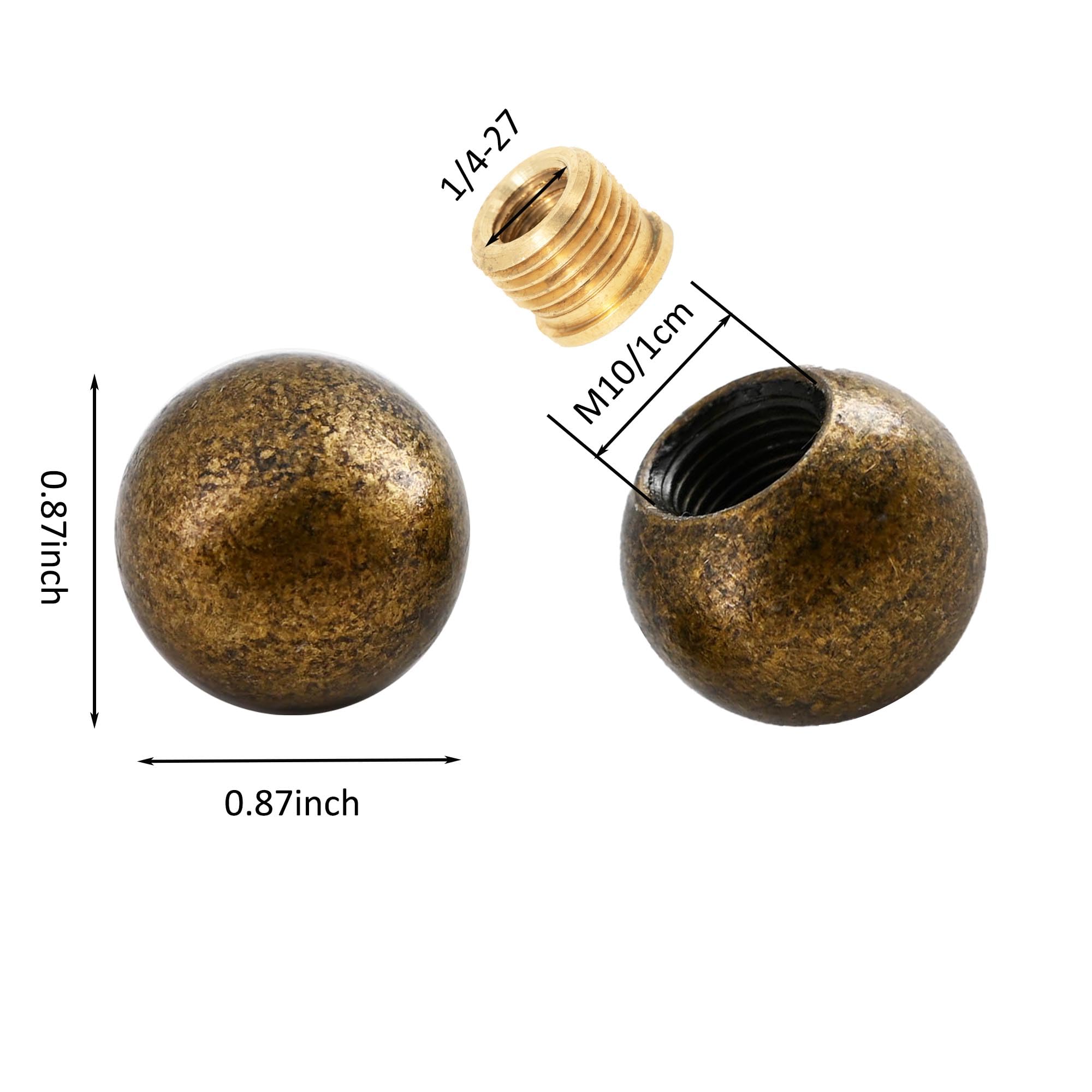Paquete de 2 tapas de metal para lámpara de bola de 0.866 pulgadas, tuercas decorativas de estilo clásico, rosca IP de 1/4-27 y 1/8 para soporte de pantalla de lámpara, arpa (dorado) 3