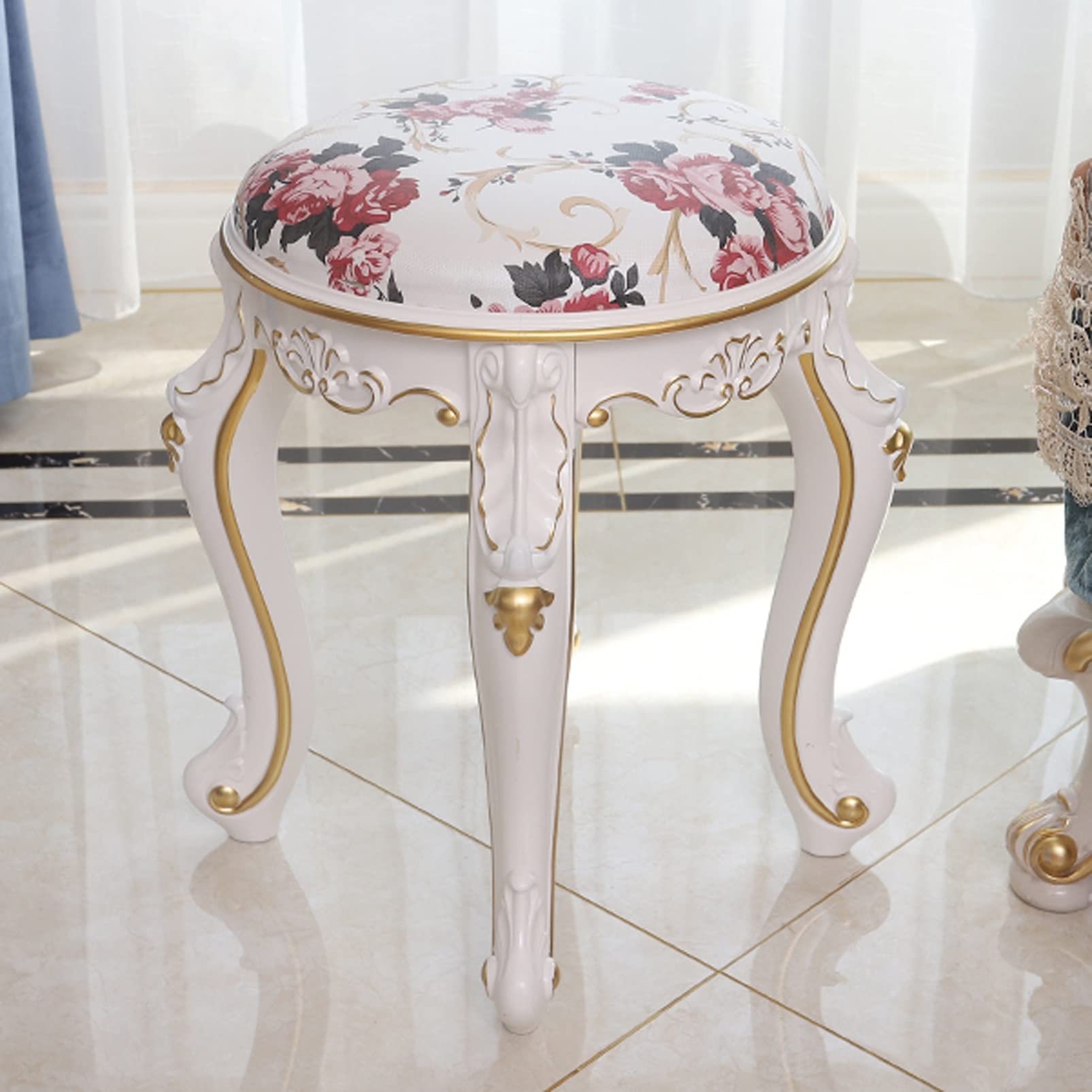 Banquetas para Salón Taburete de tocador de suelo, taburete de maquillaje de tocador, banco acolchado, banco de silla de asiento de piano en el baño del dormitorio, patas de acero de plástico ABS, 43