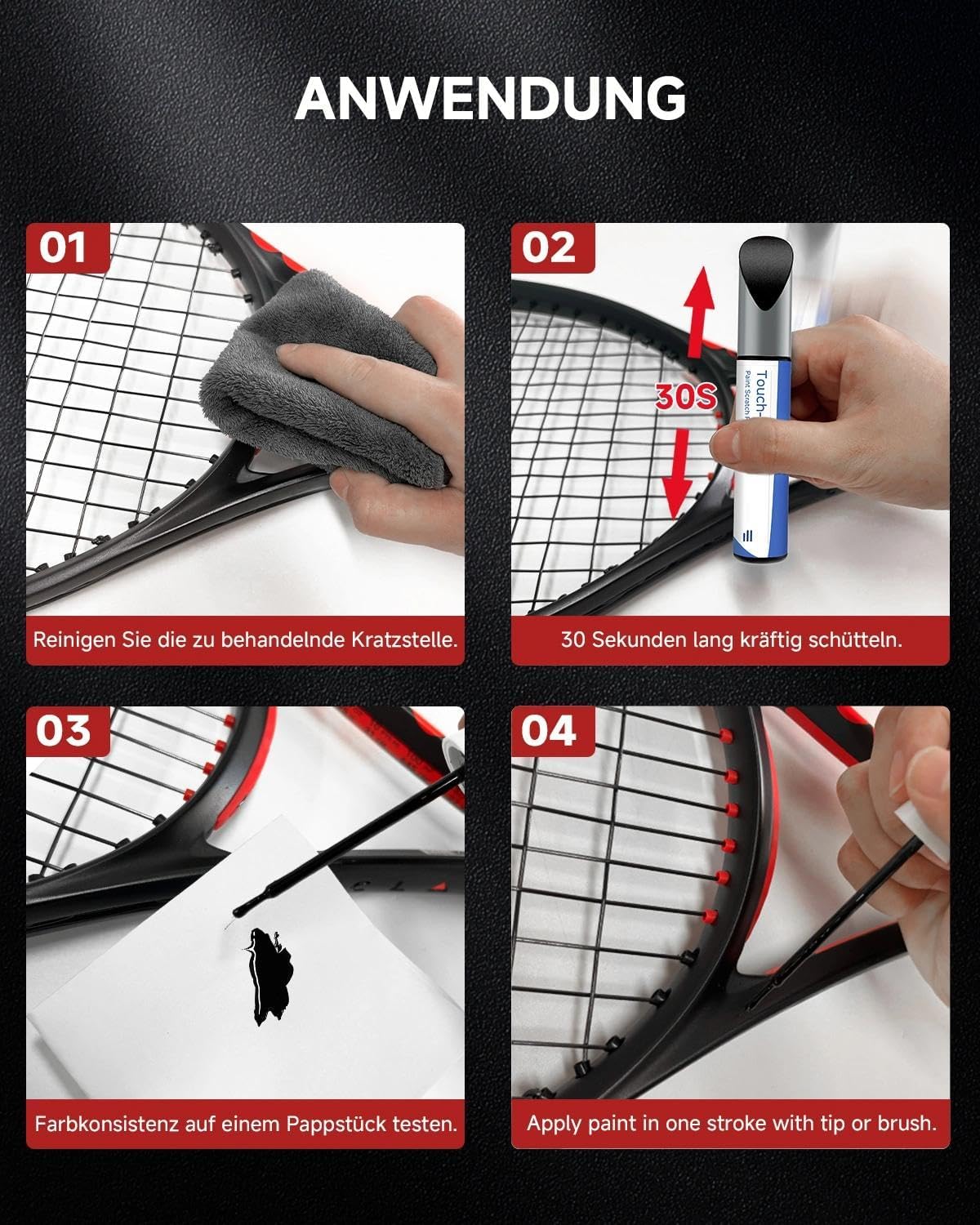 Pennarello nero per racchetta da tennis Wilson – Riparazione graffi e rinnovamento del colore