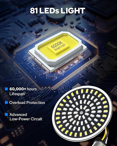 Miniatura 3 de Benlari 1157 luces LED direccionales delanteras y traseras, 81 luces LED superbrillantes, kit de lentes de bombillas 1156 1986-2024 compatible con