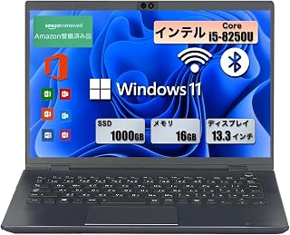 【整備済み品】軽量ノートパソコン 東芝 dynabook G83 第8世代 インテル i5 8250(1.6Ghz) /13.3インチ1920*1080 FHD/Windows 11＆office 2019搭載/Webカメラ内蔵/HDMI/type-c/WIFI/Bluetooth/日本語キーボード/マウス無料サービス (メモリ16gb ssd1000gb)