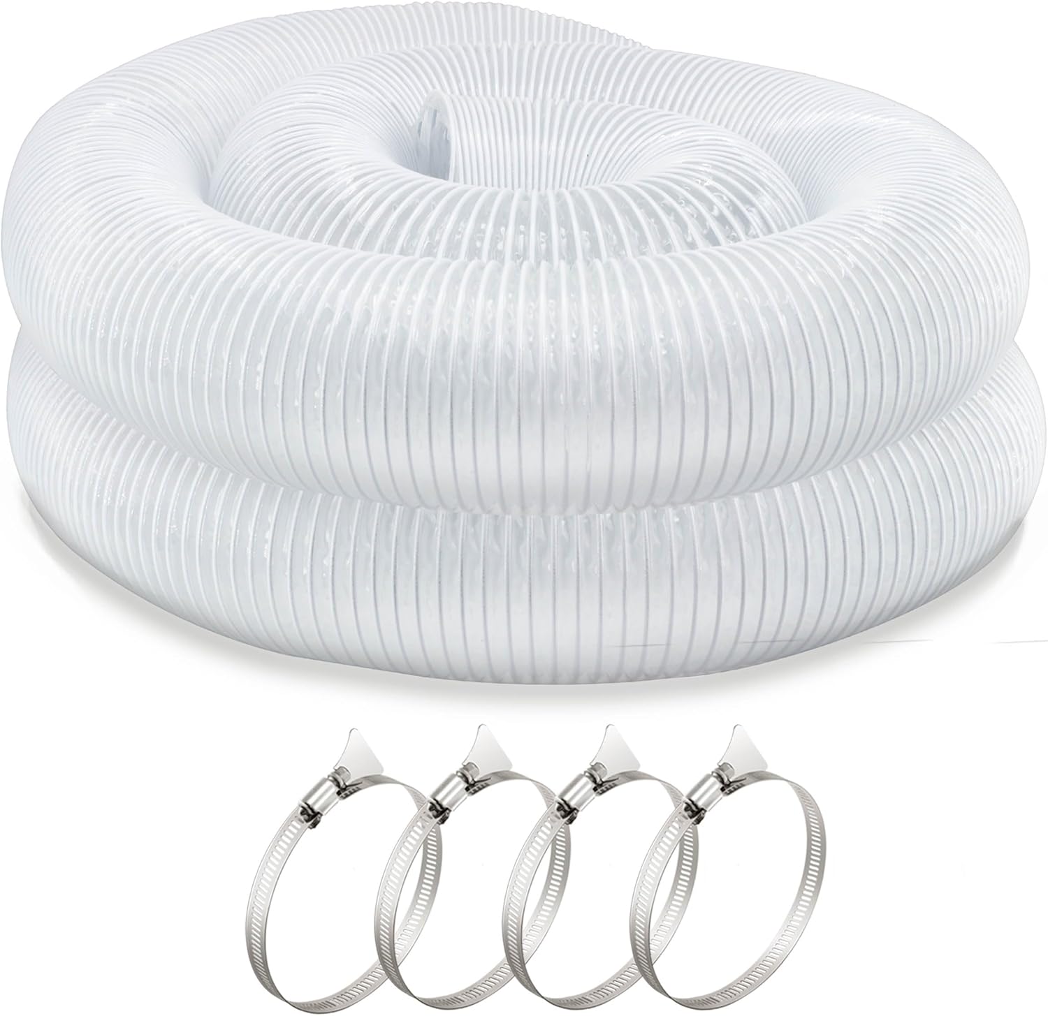 JUYO VONSAN 3 inch Dust Collection Hose 30ft 3” Flex Heavy Duty Clear PVC Debris Dust Collector Hose With Clamps (3'' X 30ft)