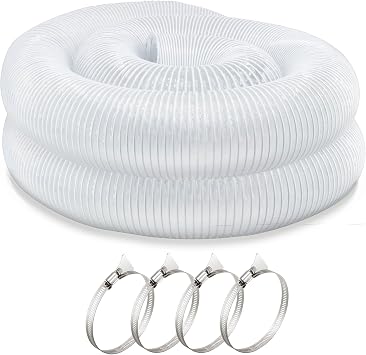 JUYO VONSAN 3 inch Dust Collection Hose 30ft 3 Flex Heavy Duty Clear PVC Debris Dust Collector Hose With Clamps 3 X 30ft