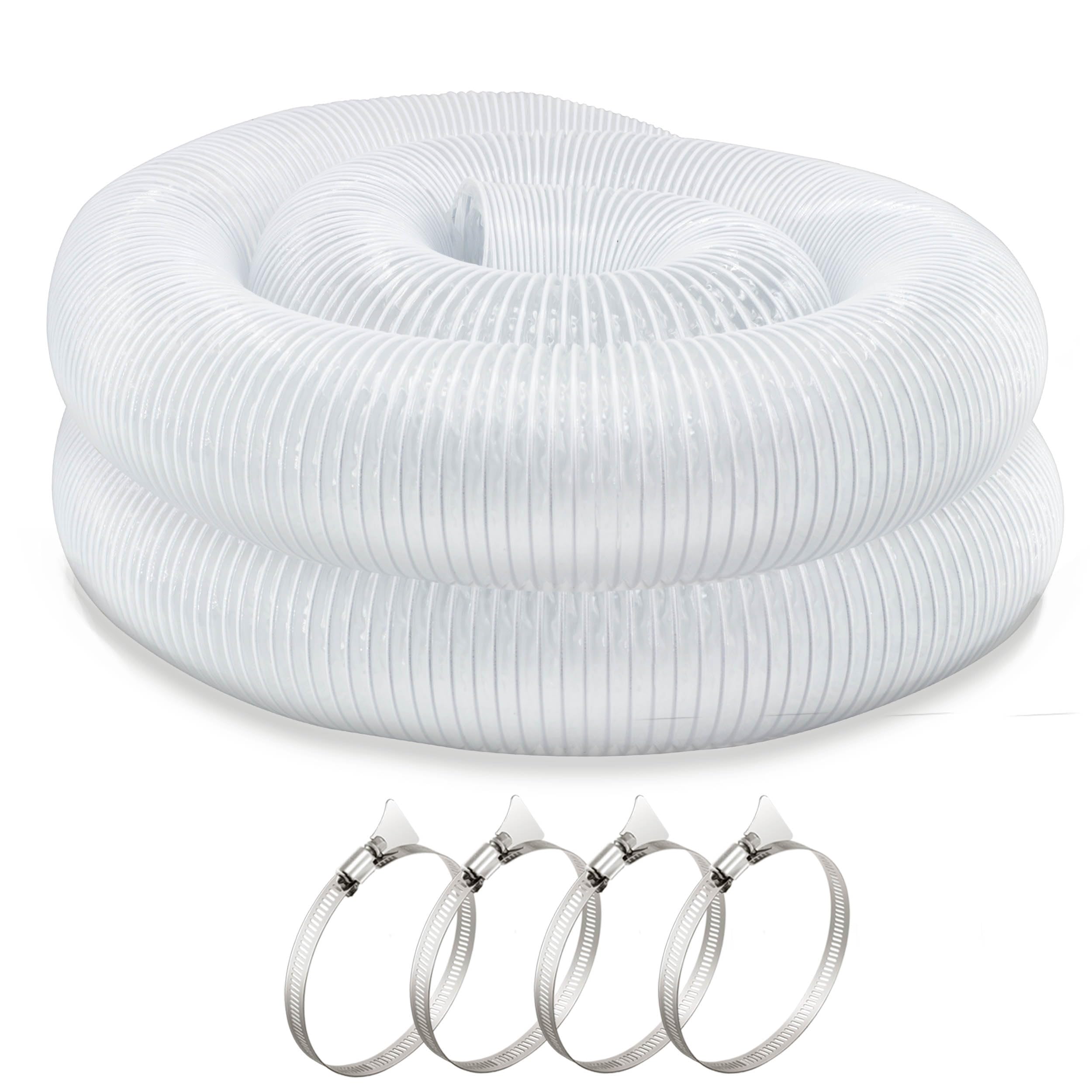 JUYO VONSAN 3 inch Dust Collection Hose 30ft 3” Flex Heavy Duty Clear PVC Debris Dust Collector Hose With Clamps (3'' X 30ft)