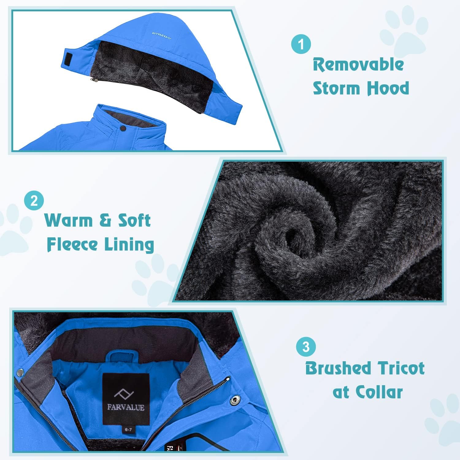 FARVALUE Boys Waterproof Ski Jacket Windproof Winter Coat Warm Snow Coat Outdoor Raincoats Hooded Windbreaker - Image 5