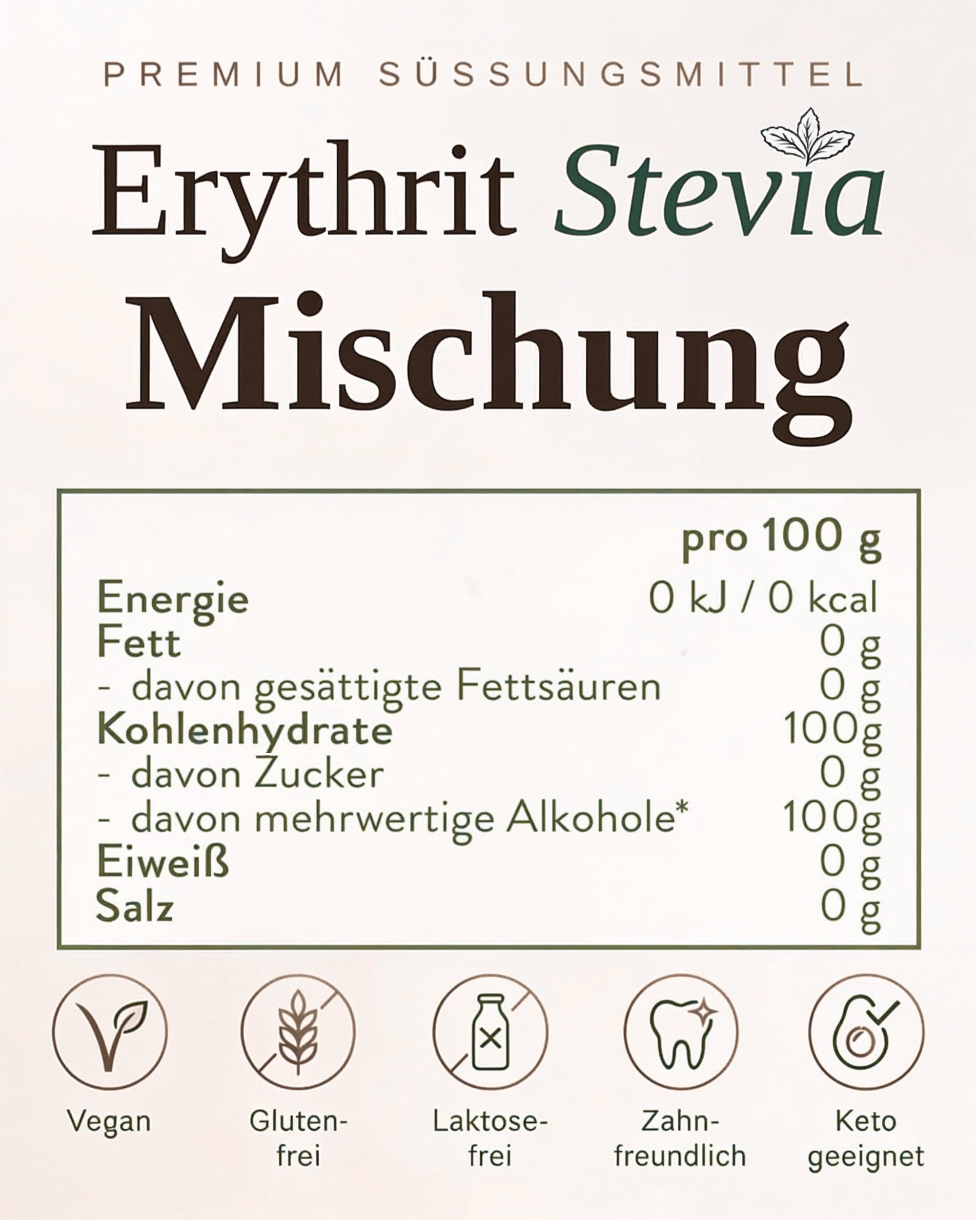 Erythrit mieszanka stewii, wiadro 2 x 5 kg – zamiennik cukru bez kalorii o mocy 1:1 słodkości jak cukier, mieszanka stewii bez gorzkiego posmaku, kawy i napojów, wegańska, keto, niskowęglowodanowa