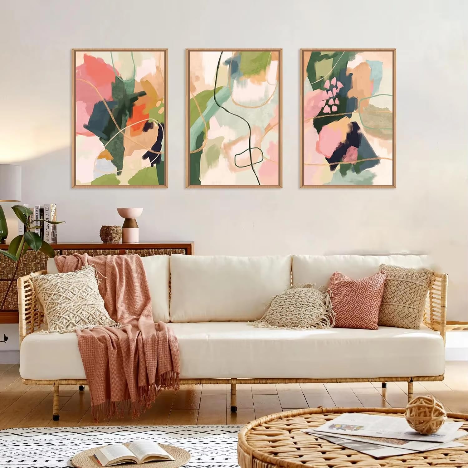 DFZEWKI Colorful Abstract Canvas Wall Art, Modern Minimalist Line Wall Decoration, Painting Living Room(30x40cm(12x16in) x3/No frame)