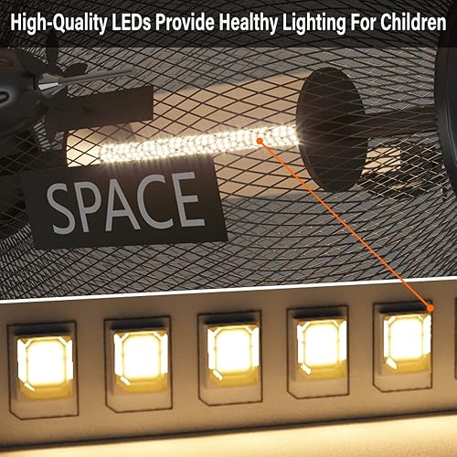 Miniatura 5 de TPMAFF Lámpara de araña para dormitorio de niños luces colgantes de decoración temática de cápsula espacial lámpara colgante con atenuación continua