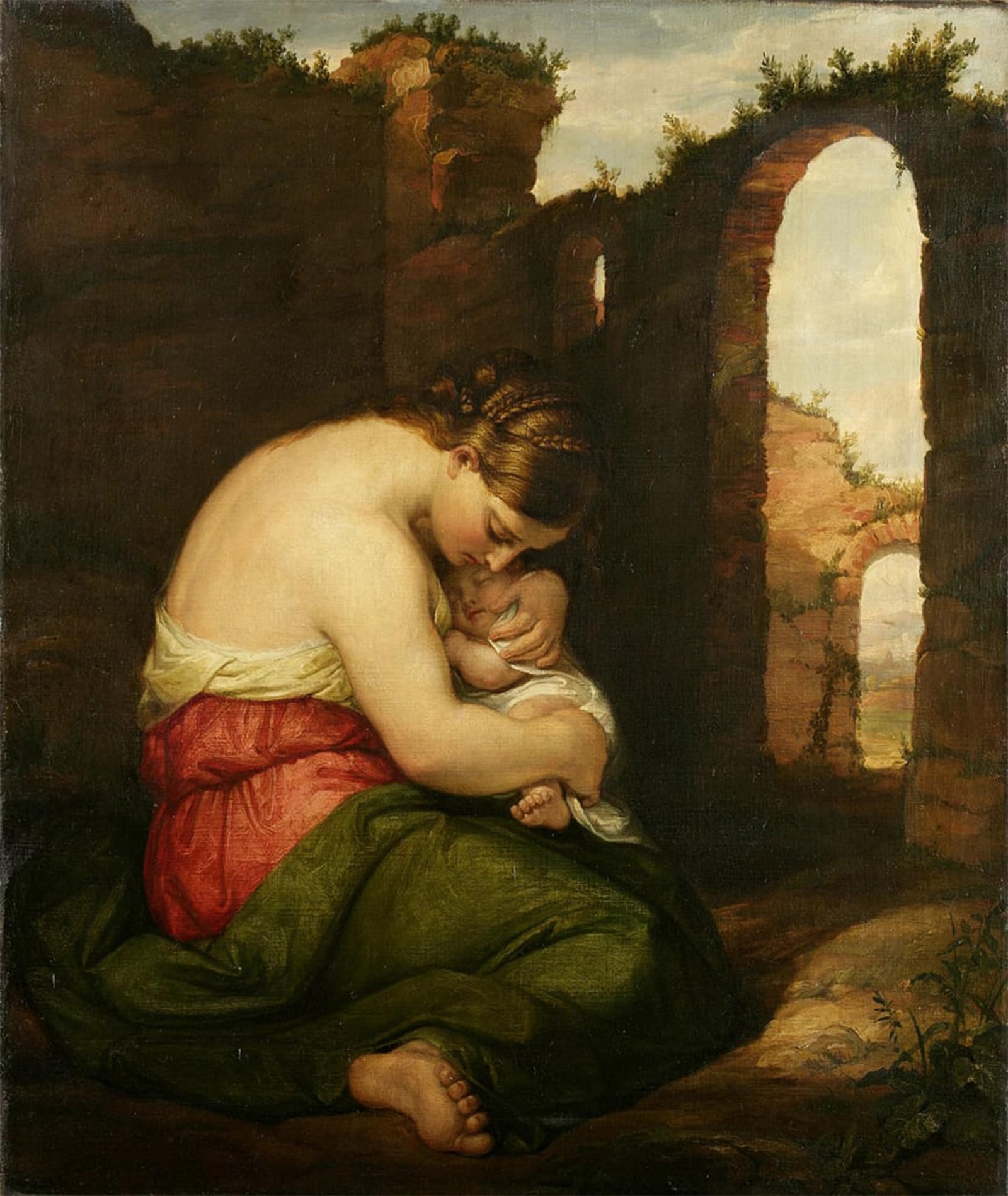 Cuadro en lienzo para dormitorio Madre e figlio de Daniel Huntington, decoración hogar 60x90cm 5