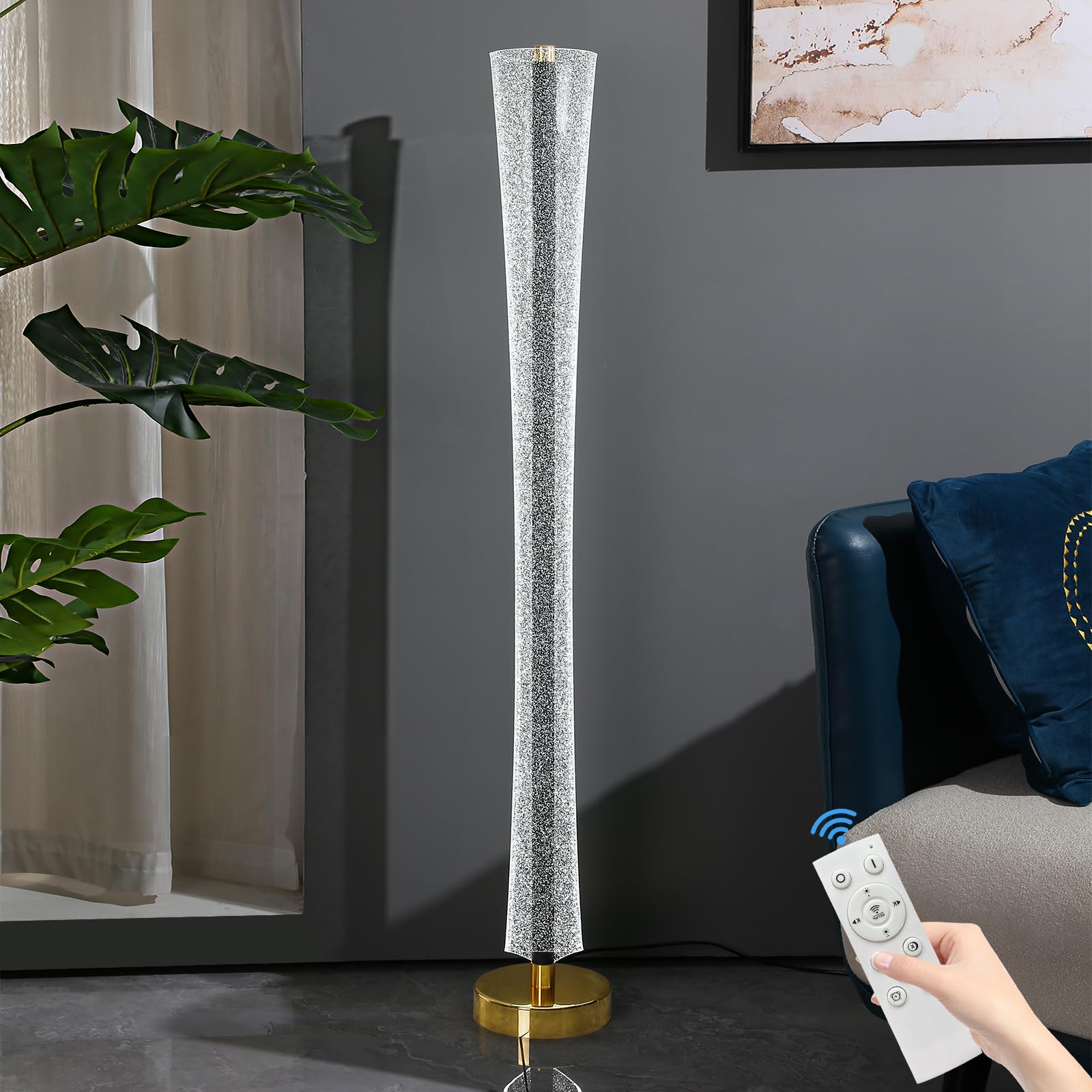 Mikeru 49" Floor Lamp, Led Floor Lamps with ON/Off Foot Switch for Living Room, Bright Modern Reading Unique Floor Lamp