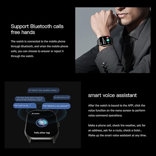 Miniatura 3 de Loluka Reloj inteligente para hombre con pantalla HD de 2.01 pulgadas, reloj inteligente para hacer llamadas telefónicas, recordatorio de mensajes,