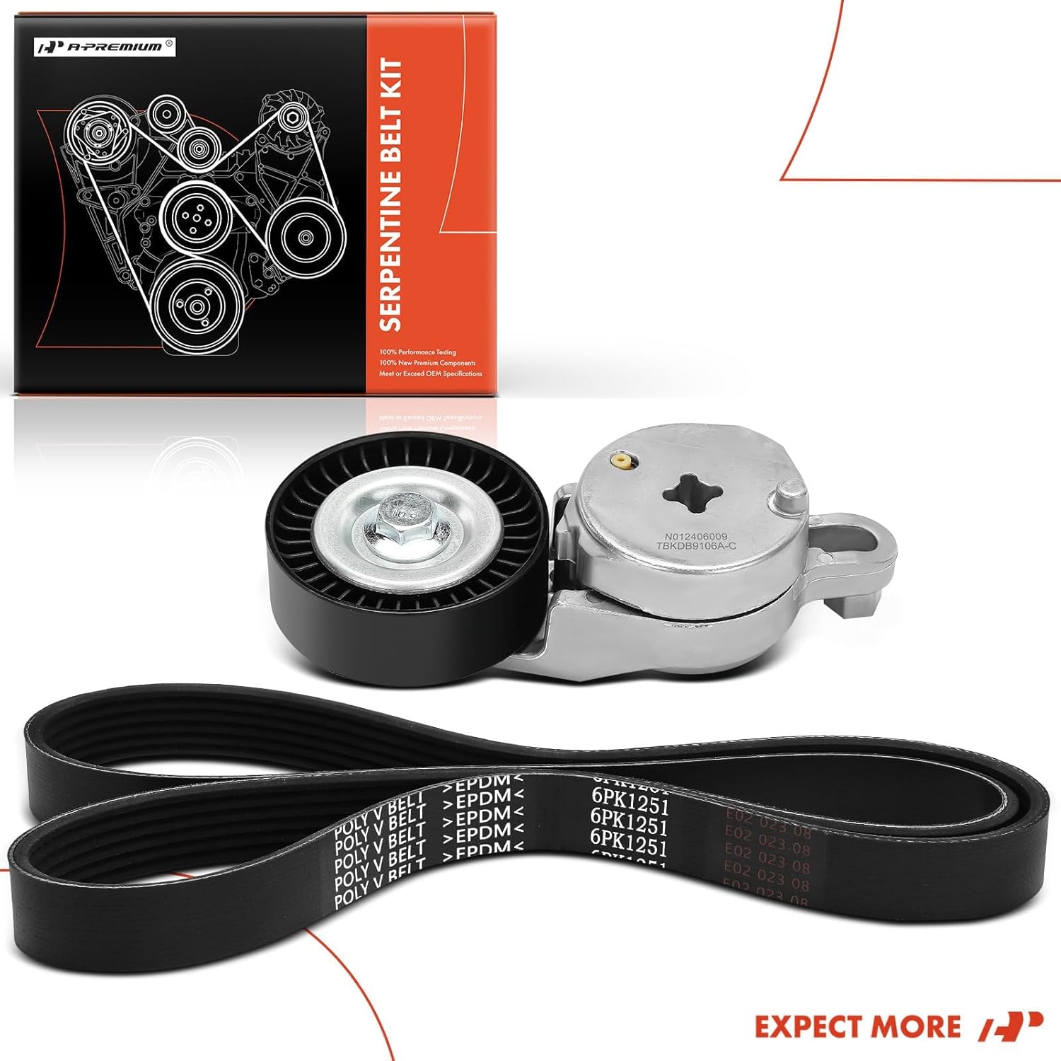 A-Premium Engine Serpentine Belt Drive Kit with Tensioner Compatible with Toyota Highlander 2009-2018, Sienna 2011-2013, Venza 2009-2015 - DOHC L4 2.7L