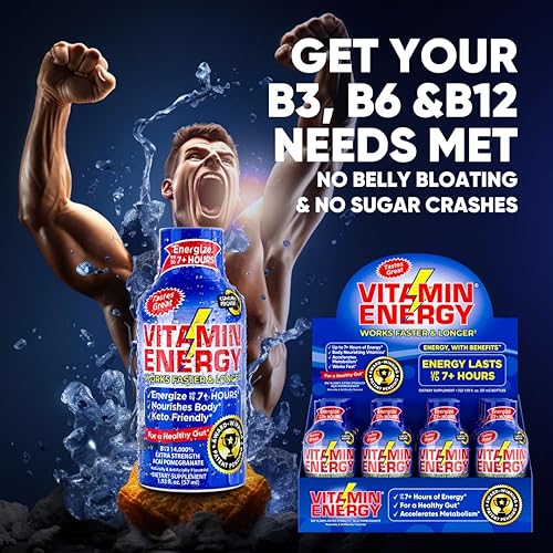 Miniatura 5 de Vitamin Energy Bebidas energéticas B12, sabor a granada Acai, hasta 7 horas de energía, 1.93 onzas líquidas, 4 unidades