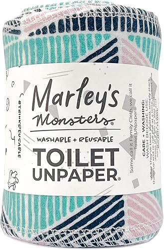Miniatura 6 de Marley's Monsters Papel higiénico sin papel, rollo de 24 unidades, papel higiénico reutilizable, toallitas absorbentes de tela para bidé, (arcoíris)