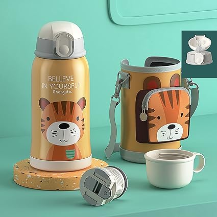 Amazon 水筒 子供 316ステンレス鋼 ストロー ワンタッチ 直飲み 保冷 男の子 女の子 小学生 可愛い 魔法瓶 こども 保温 キッズ サーモス 子ども 杯 タイガース Wisetec 水筒 マグボトル