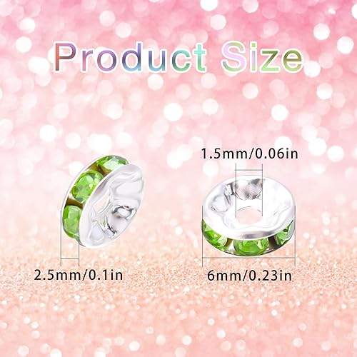 Miniatura 2 de Hiswan Roundelle Space Beads - 100 cuentas de cristal de 0.236 pulgadas para hacer joyas, cuentas de espacio redondo para hacer pulseras y