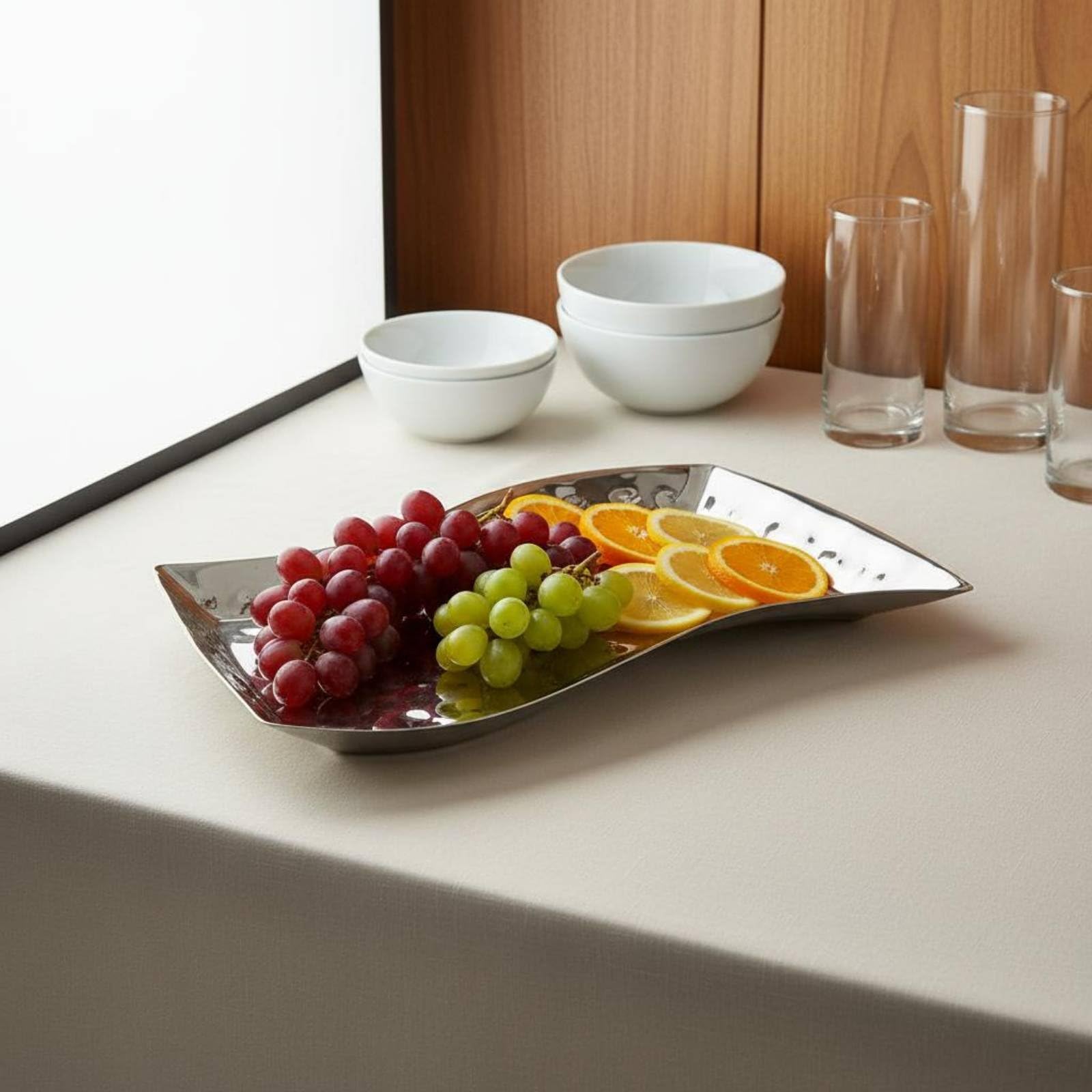 Gralara Piatto in Acciaio Inox Vassoio Servizio Vassoio Portafrutta Piatto Sashimi con Superficie Resistente E Riutilizzabile Adatto per Banchetti Catering Ristorante Cucina Professionale
