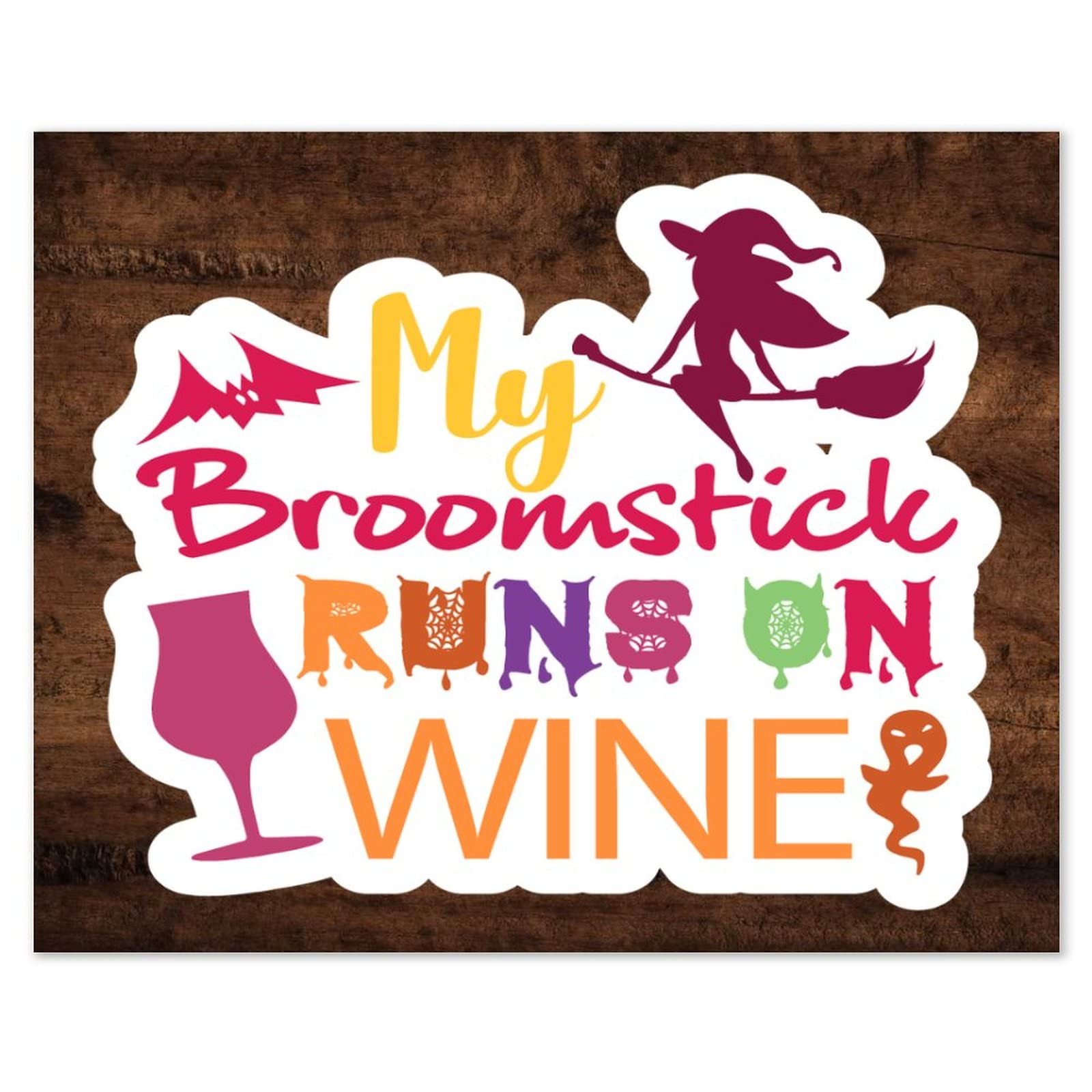 Plaque en bois My Broomstick Runs on Wine pour la déco de votre cuisine