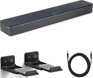 Bose TV Speaker Bundle with Aux Cable and Wall Mount - Compact Soundbar with Bluetooth and HDMI-ARC for TV (Black)