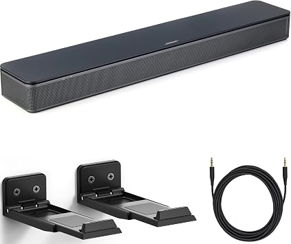 Bose TV Speaker Bundle with Aux Cable, Wall Mount - Soundbar for TV with Bluetooth and HDMI-ARC Connectivity, All-in-One Compact Soundbar, Includes Remote Control, (Black)