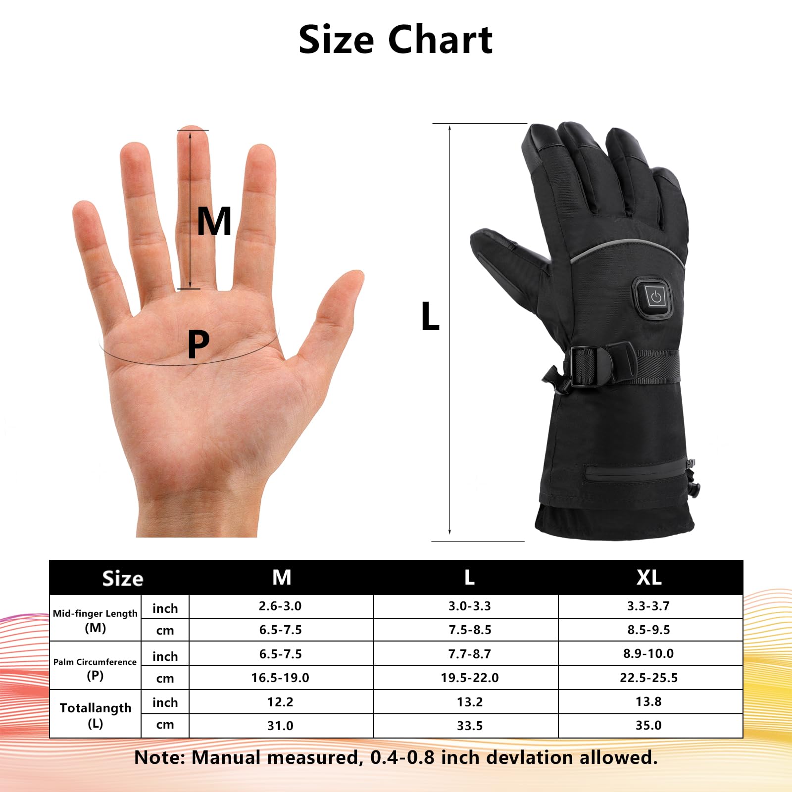 HLTWCLO Heated Gloves for Men, New pgradepgraded Rechargeable 6000mAh Heated Gloves, Touchscreen Waterproof Heating Gloves for Winter Outdoor Work Skiing Hiking Camping