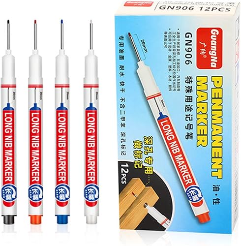 Miniatura 2 de 12 rotuladores de punta larga de 0.787 in, marcadores de alcance profundo, azulejos de nariz larga, rotuladores de carpintero a base de aceite