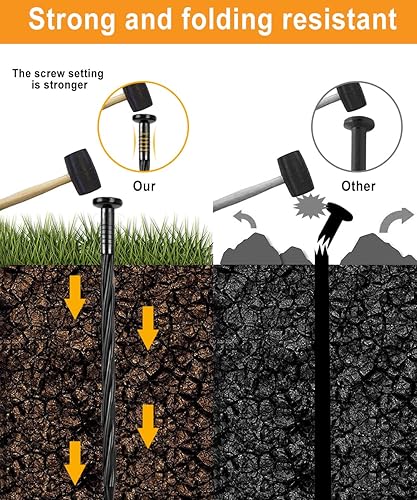 Miniatura 5 de Paquete de 50 estacas de plástico de 8 pulgadas, picos de anclaje de paisaje en espiral, para bordes de pavimentación, barrera de malezas, césped