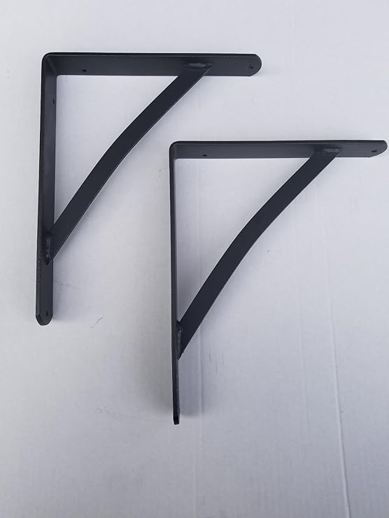 Wrought Iron Large Shelf Brackets Set of Two Hand Made by