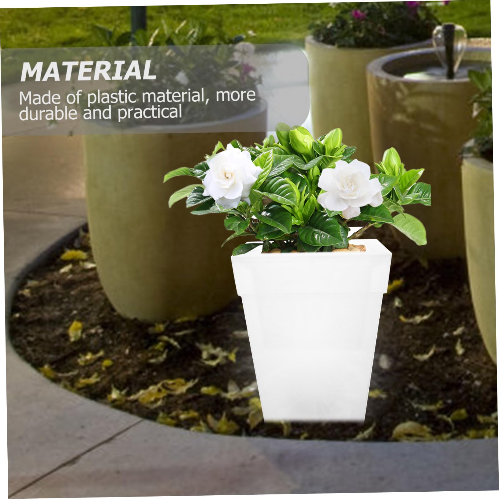 Vaso da Fiori Solare Quadrato Luminoso con Luce LED Bianco per Giardino Esterno Fioriera Decorativa Ecologica e Risparmio Energetico Facile da Pulire e Resistente per Patio e