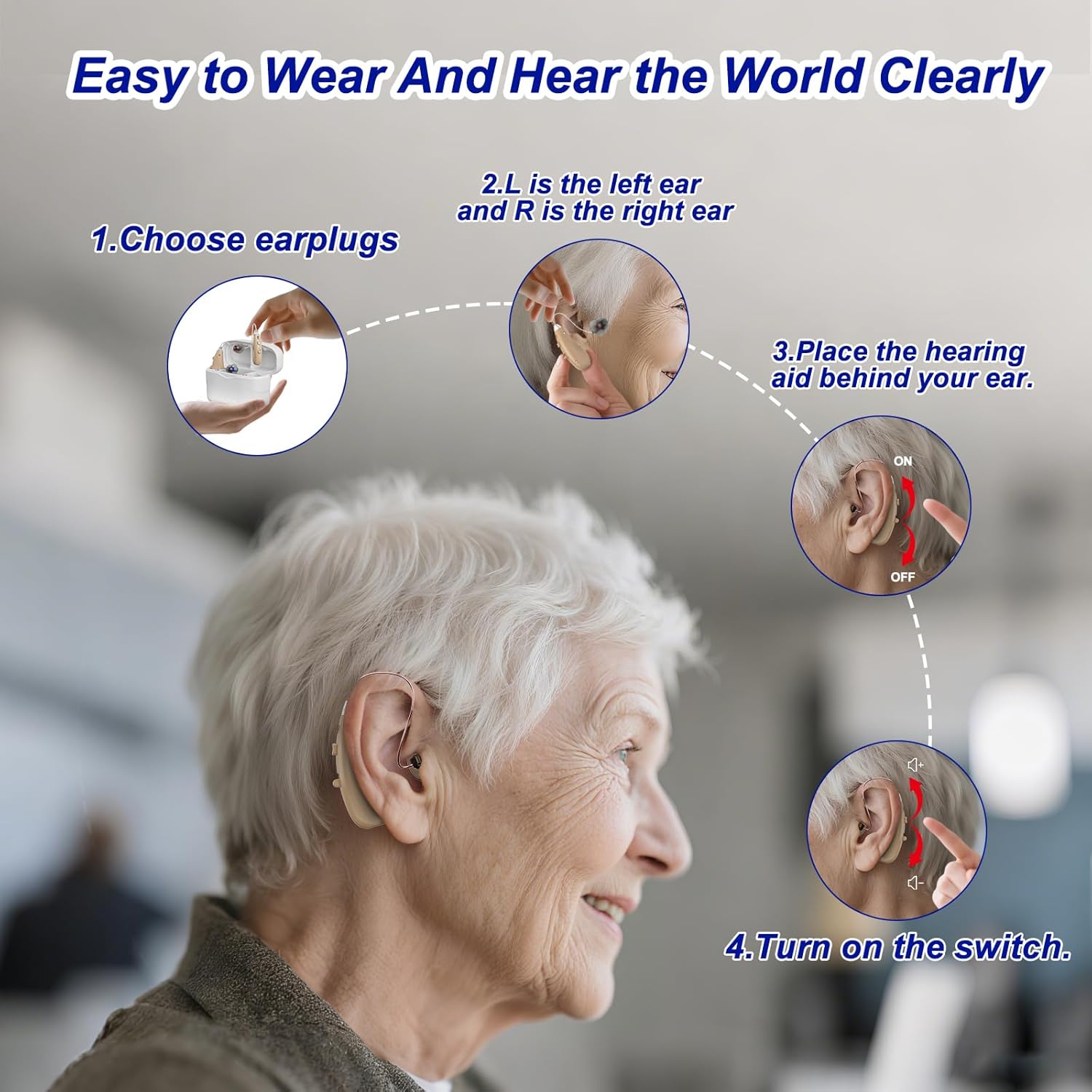 Hearing Aids for Seniors, HILGREK Rechargeable Hearing Aids for People with Hearing Loss, Hearing Amplifiers Devices with Noise Reduction, Easy to Operate, Clear Sound