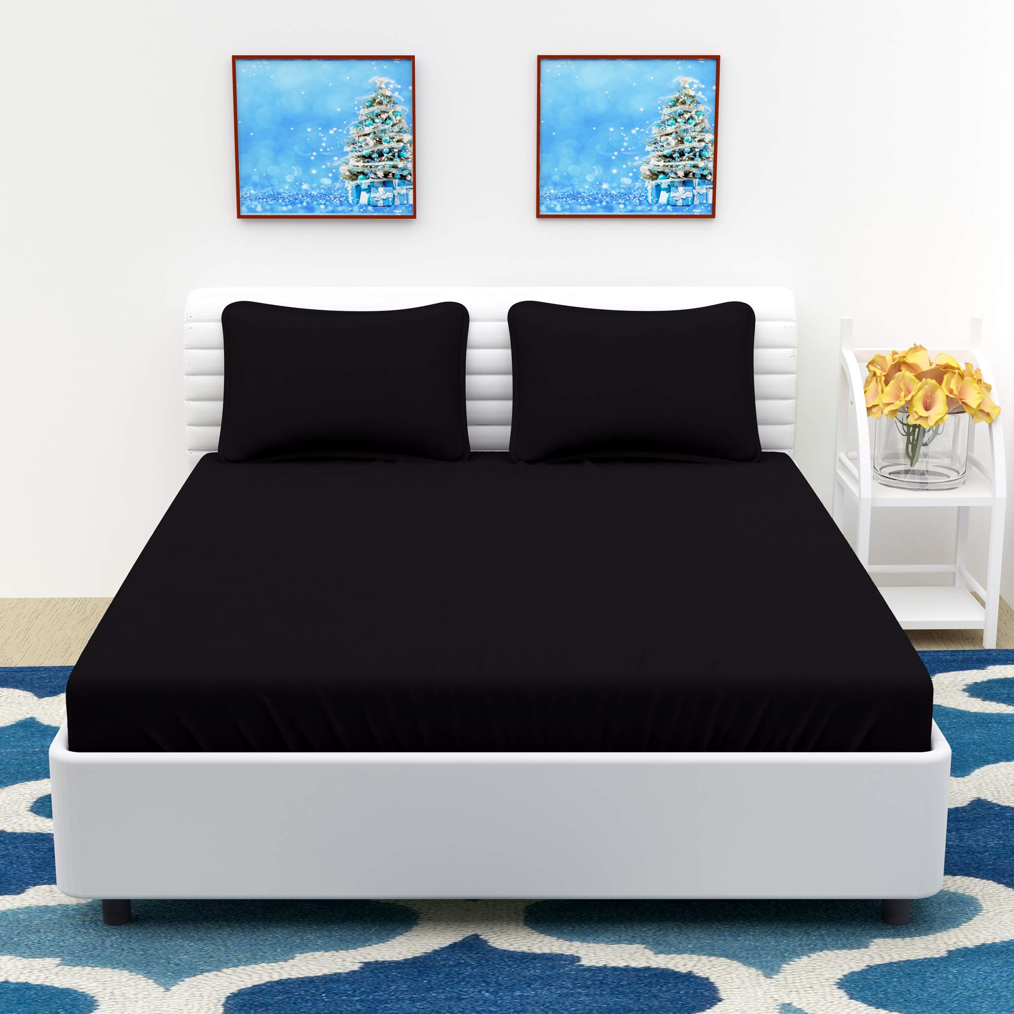 VOMZER 144 TC Super Soft Solid Microfiber 1 Double bedsheet with 2 Pillow Covers Size 95 inch x 90 inch- Black (B08B2GZMVP) Amazon Price History, Amazon Price Tracker