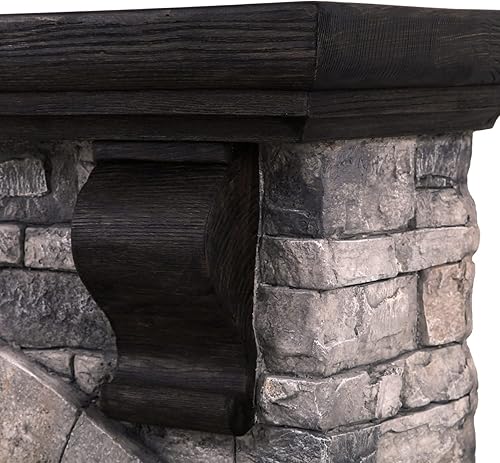 Miniatura 4 de Chimenea eléctrica de óxido de magnesio chimenea de llama de pantalla 3D calentador rústico de piedra y ladrillo mantel para sala de estar