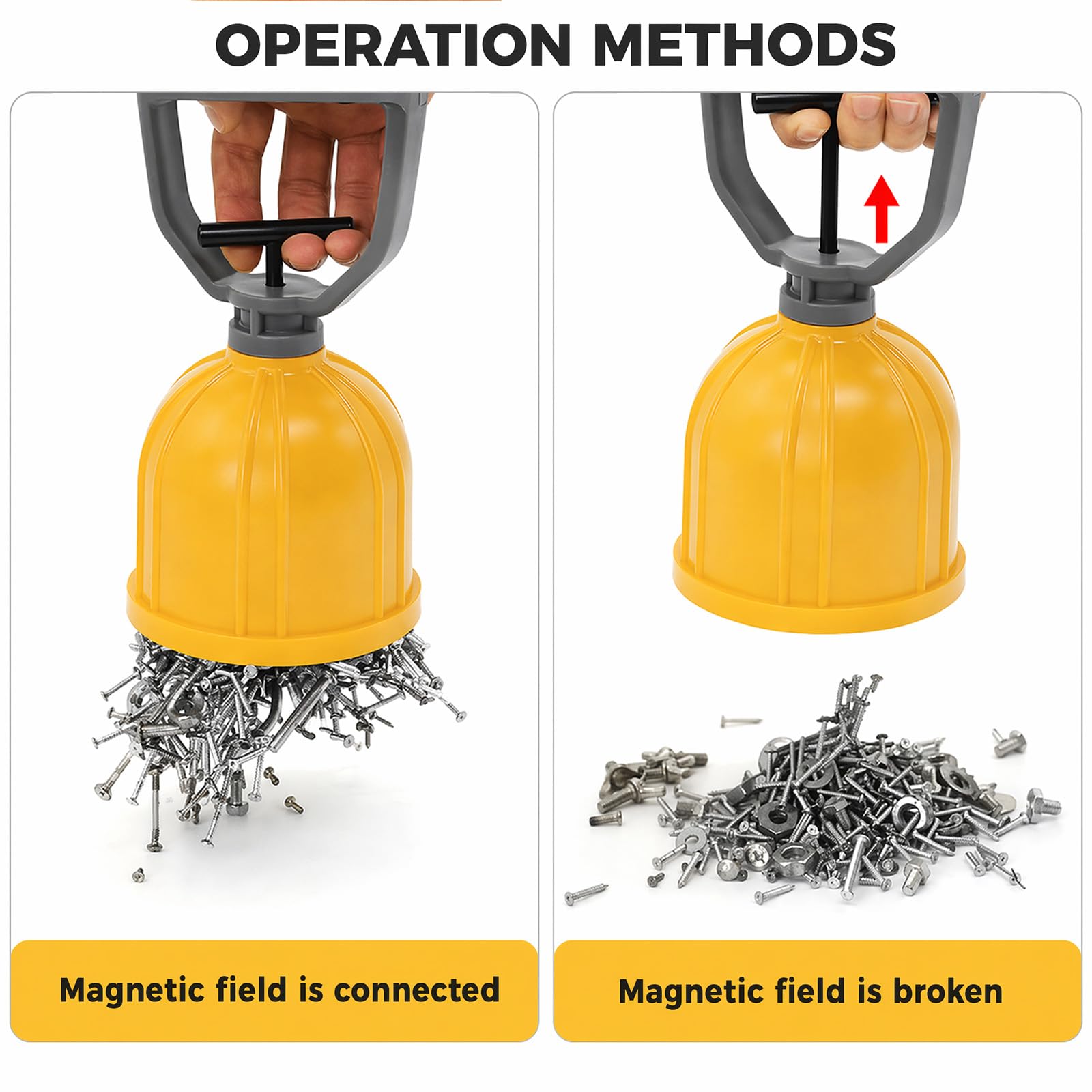 Forte sollevatore magnetico per parti di agitazione, strumento di pickup magnetico resistente, a sgancio rapido, parti magnetiche, sollevatore manuale, oggetti in metallo