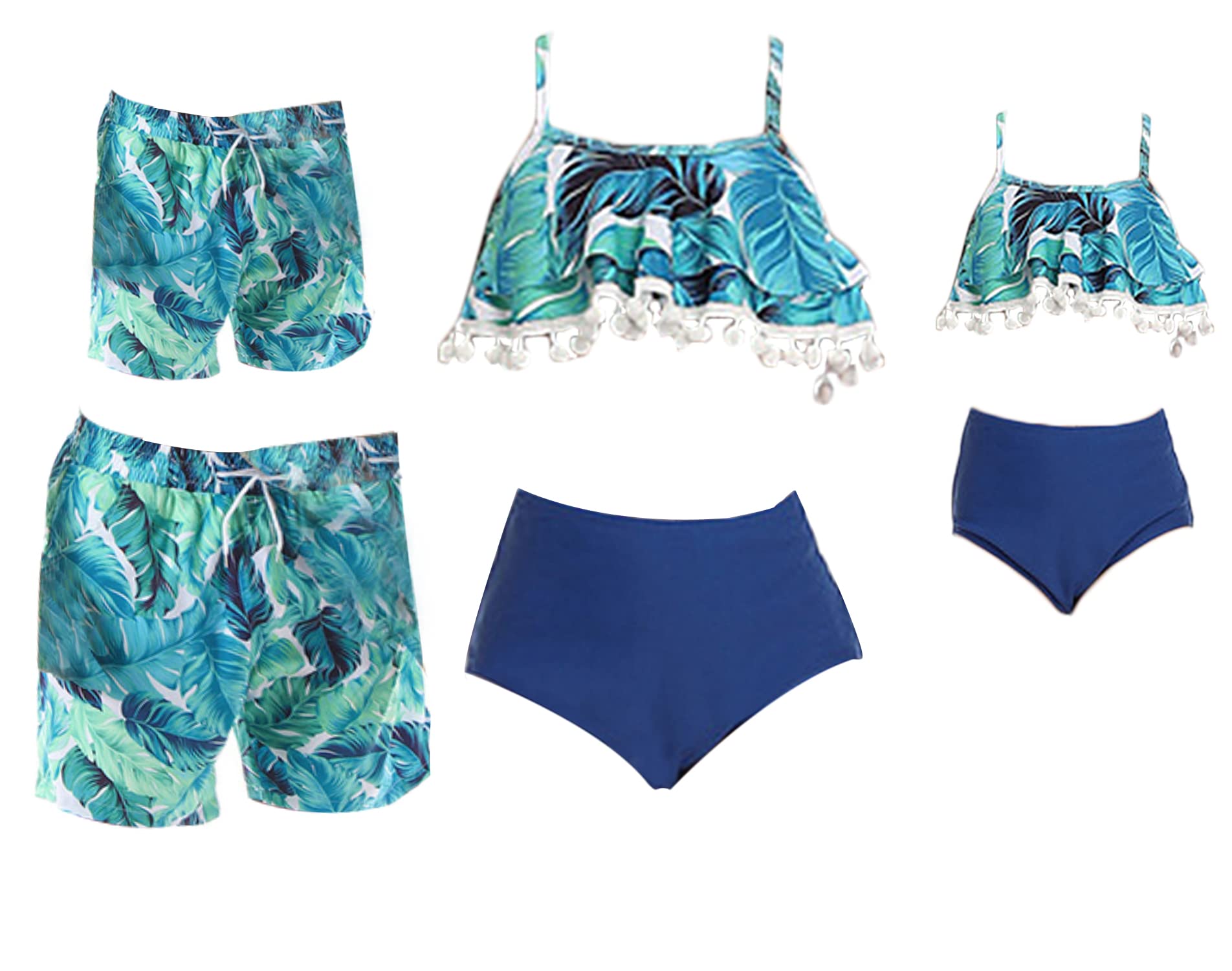 Family Matching Swimsuit Mommy and Me Bikini Set Floral Bathing Suit Summer Beach Swimwear-image-11