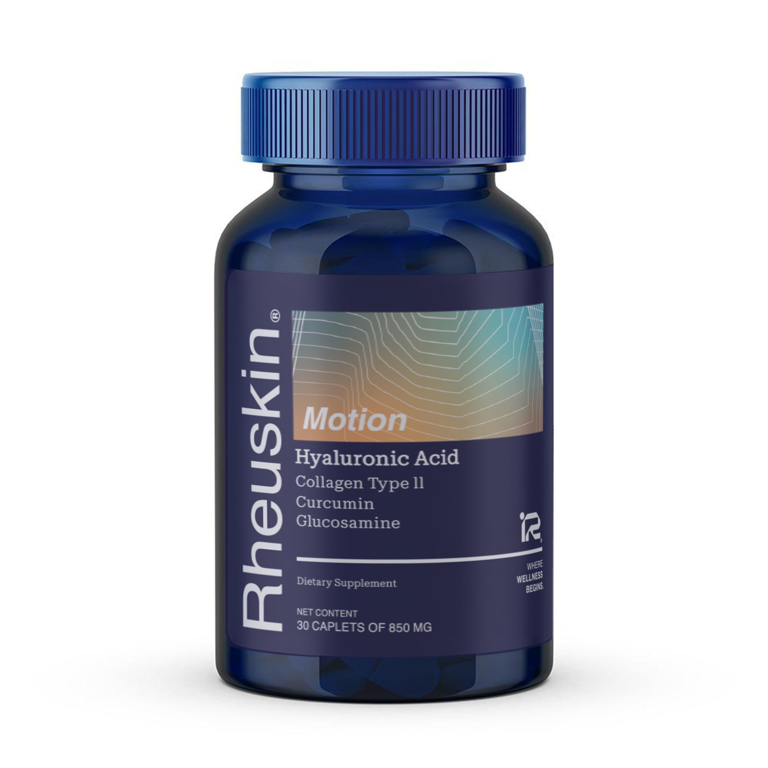 Motion – Advanced Joint Support: Hyaluronic Acid + Glucosamine + Curcumin + Type II Collagen – Flexibility, Mobility & Comfort – 30 Caplets 850 mg