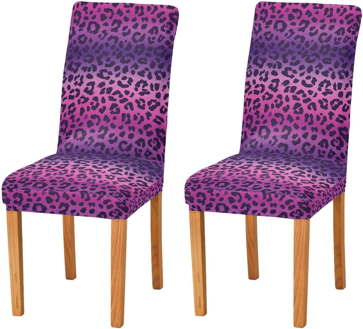 ALAZA Chair Covers for Dining Room, Cute Leopard Cheetah Print Stretch Chair Cover Sets Chair Protector Removable Washable for Ktichen Restaurant Hotel