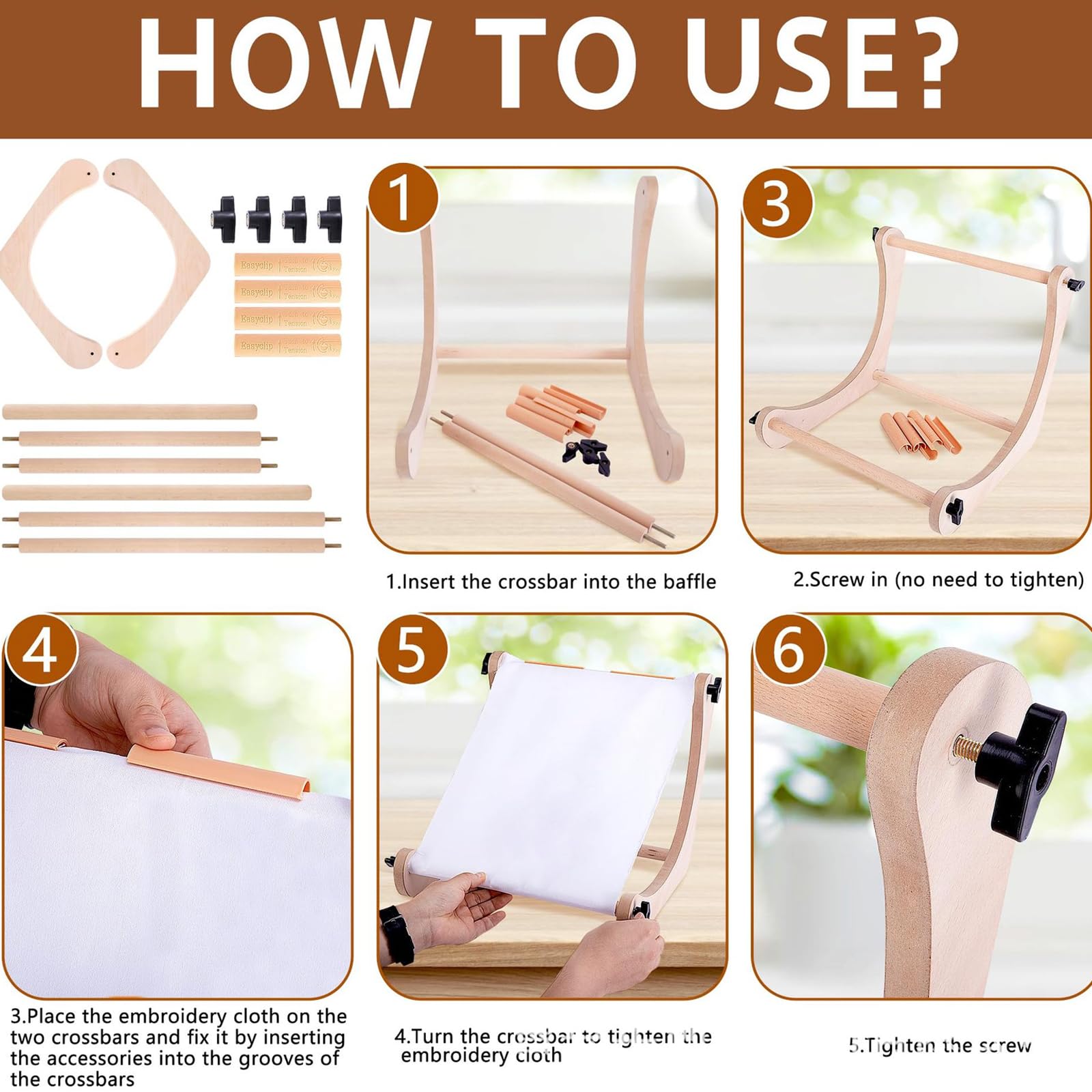 Bastidor de bordado ajustable con función de rollo, bordado de madera para costura, manualidades, tapiz, manualidades, rollo de madera