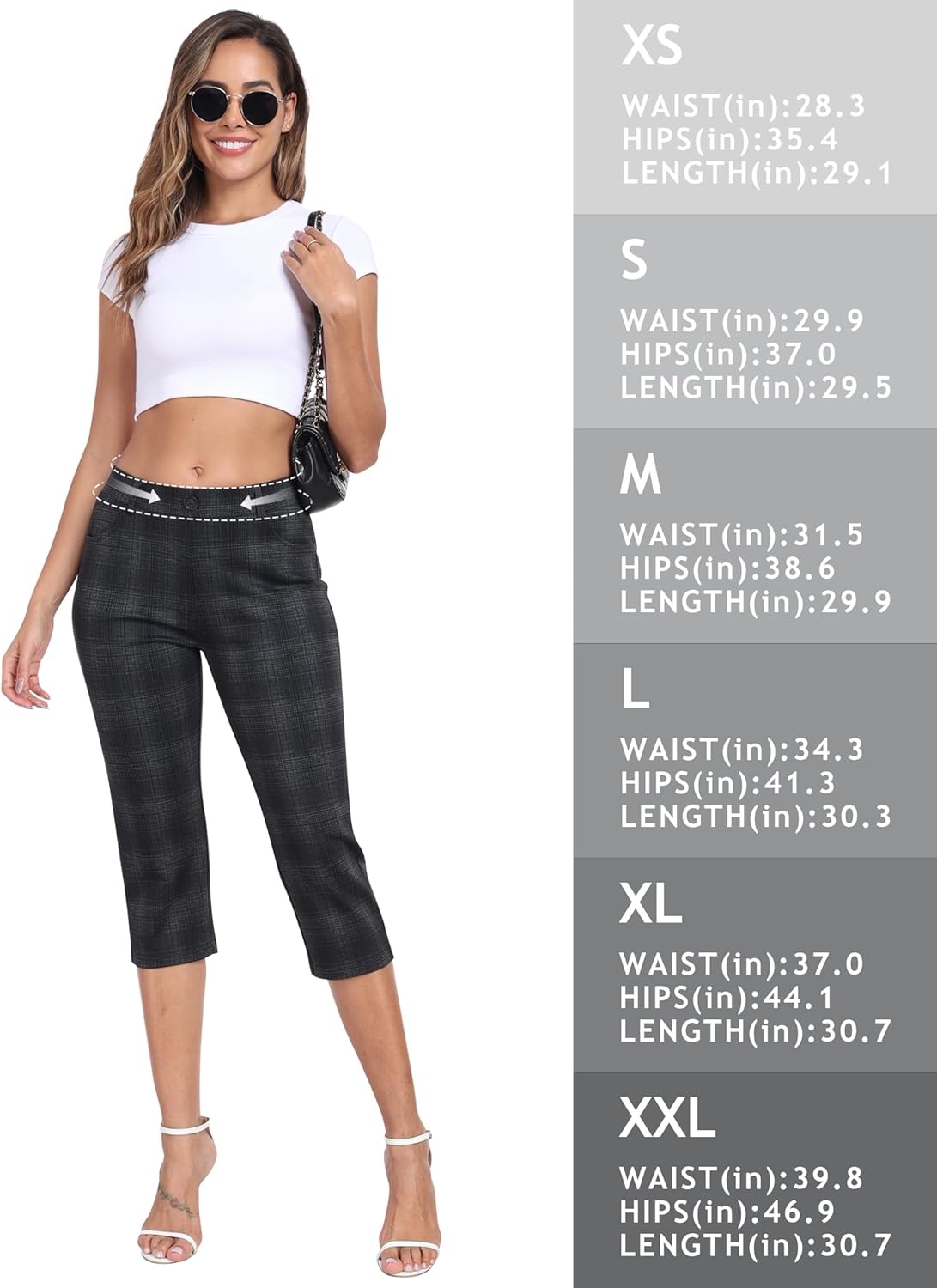 MoFiz Women's Capri Pants Summer Pull-On Stretch Straight Leg Golf Yoga & Business Casual Dressy Cropped Pants with Pockets - Image 7