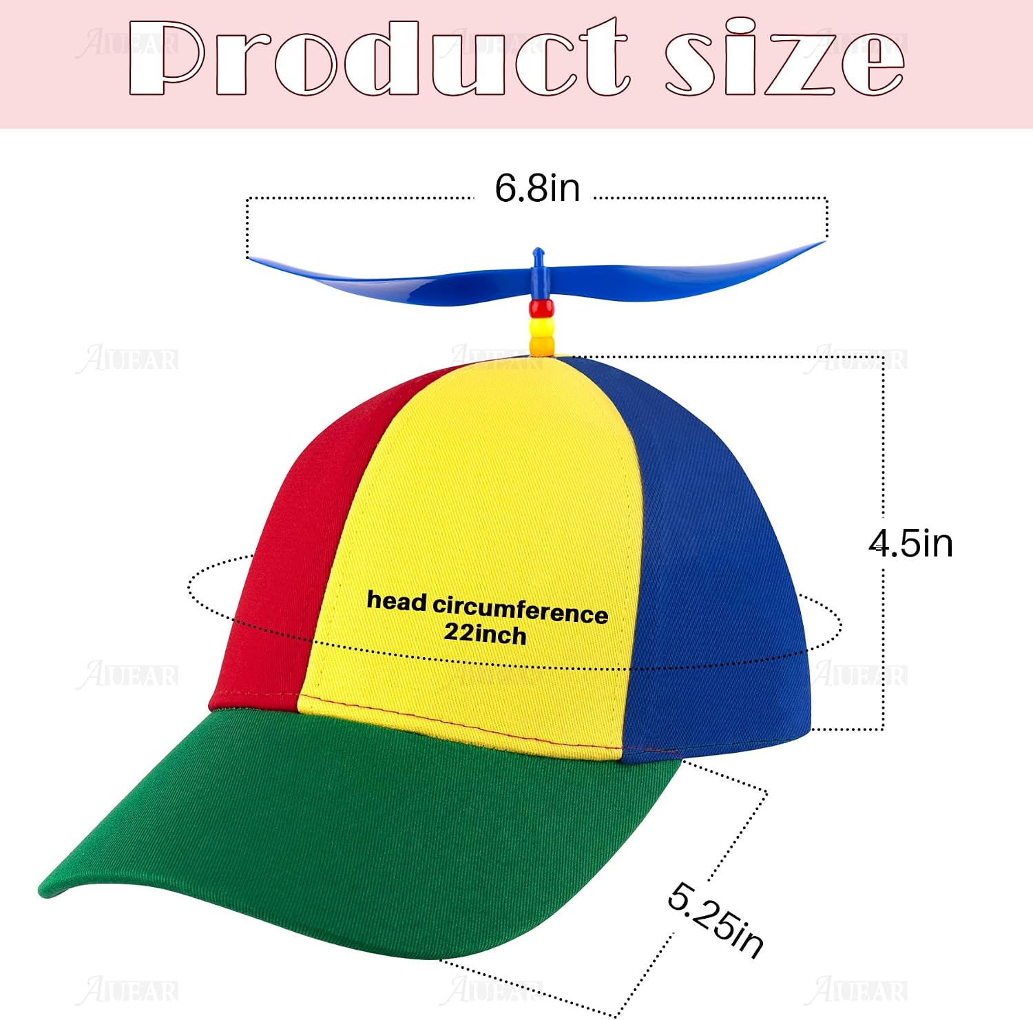 AUEAR, Detachable Adult Propeller Hat Baseball Cap Rainbow Top Hat Brightly Rainbow